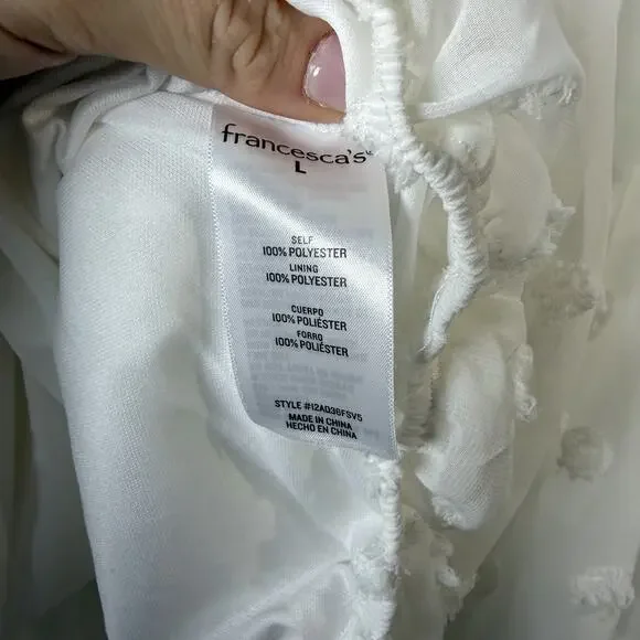 Audrey Parks x Francesca’s Off The Shoulder White Cropped Blouse Polka Dot Large - Picture 8 of 12